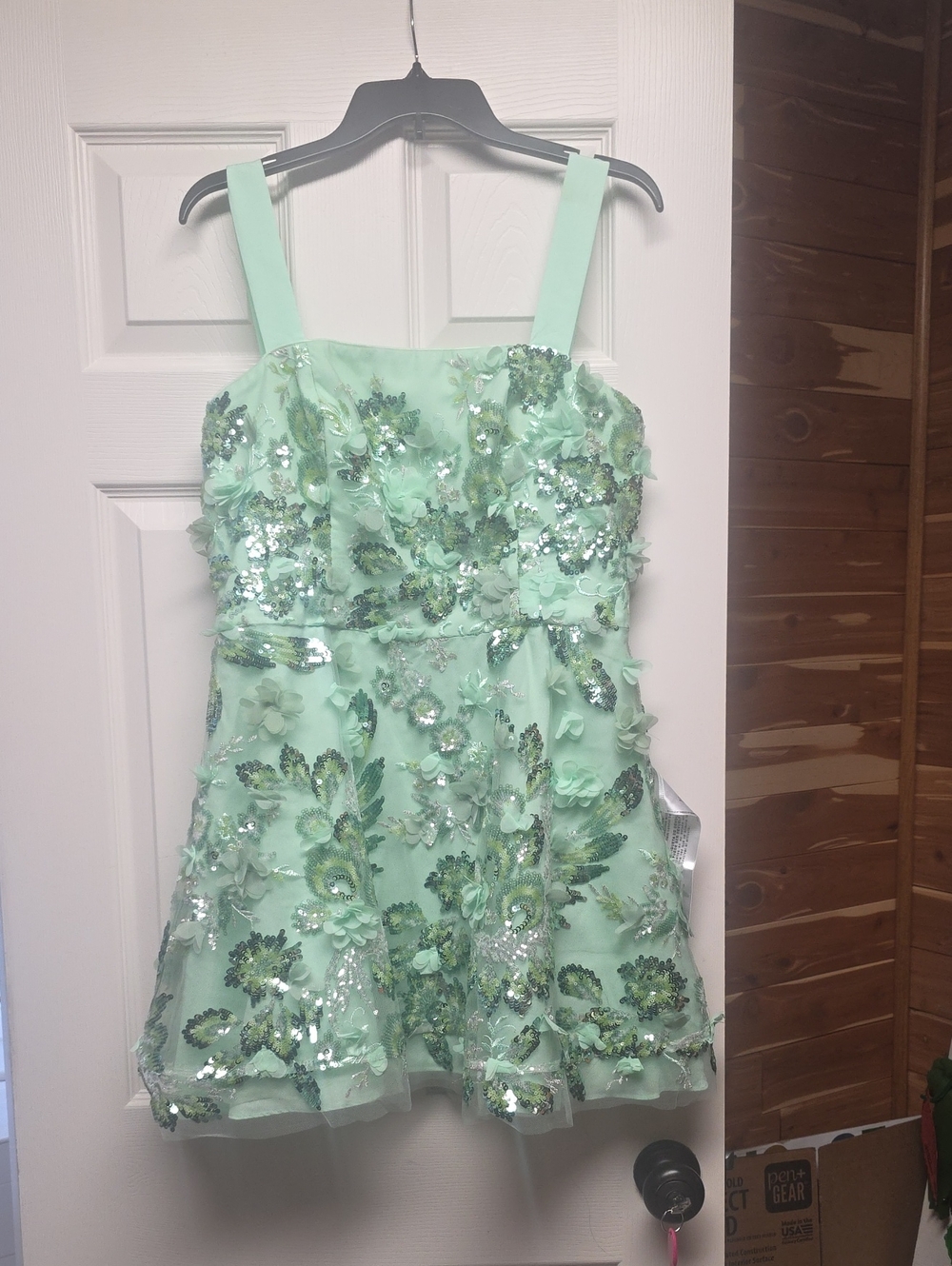 Dress the Population Mint Green Floral Sequin Party Dress